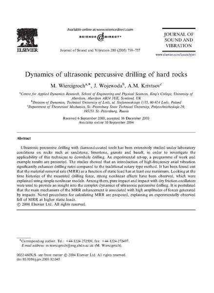 Файл:Wiercigroch 2005 JSV Dynamics of ultrasonic percussive drilling of hard rocks.pdf